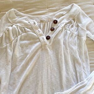 Free People waffle knit top with wooden buttons